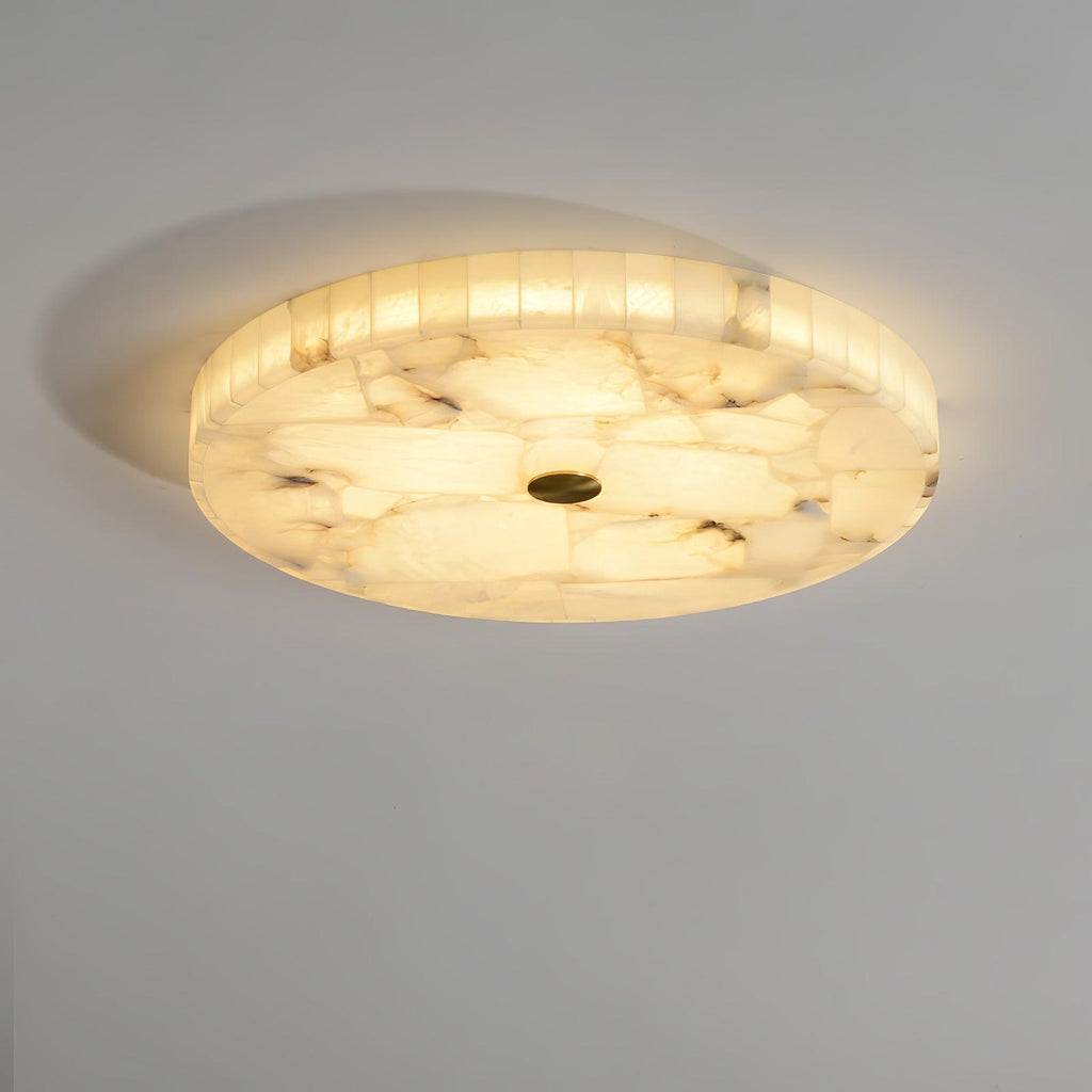 Lámpara de techo LED de alabastro en blanco y dorado para sala de estar y pasillo