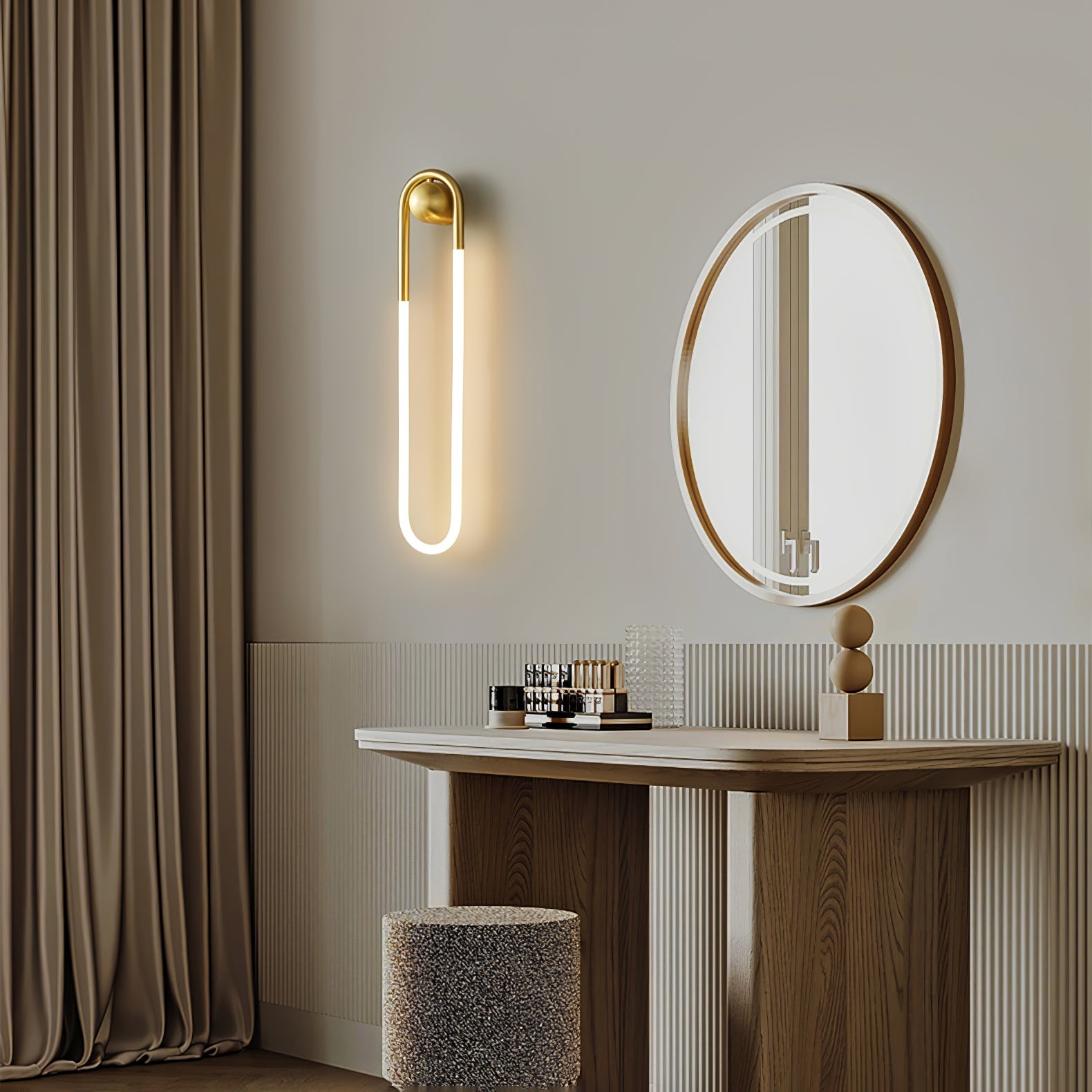 مصباح حائط LED حديث مع نحاس ومصباح حائط أسود بتصميم بسيط