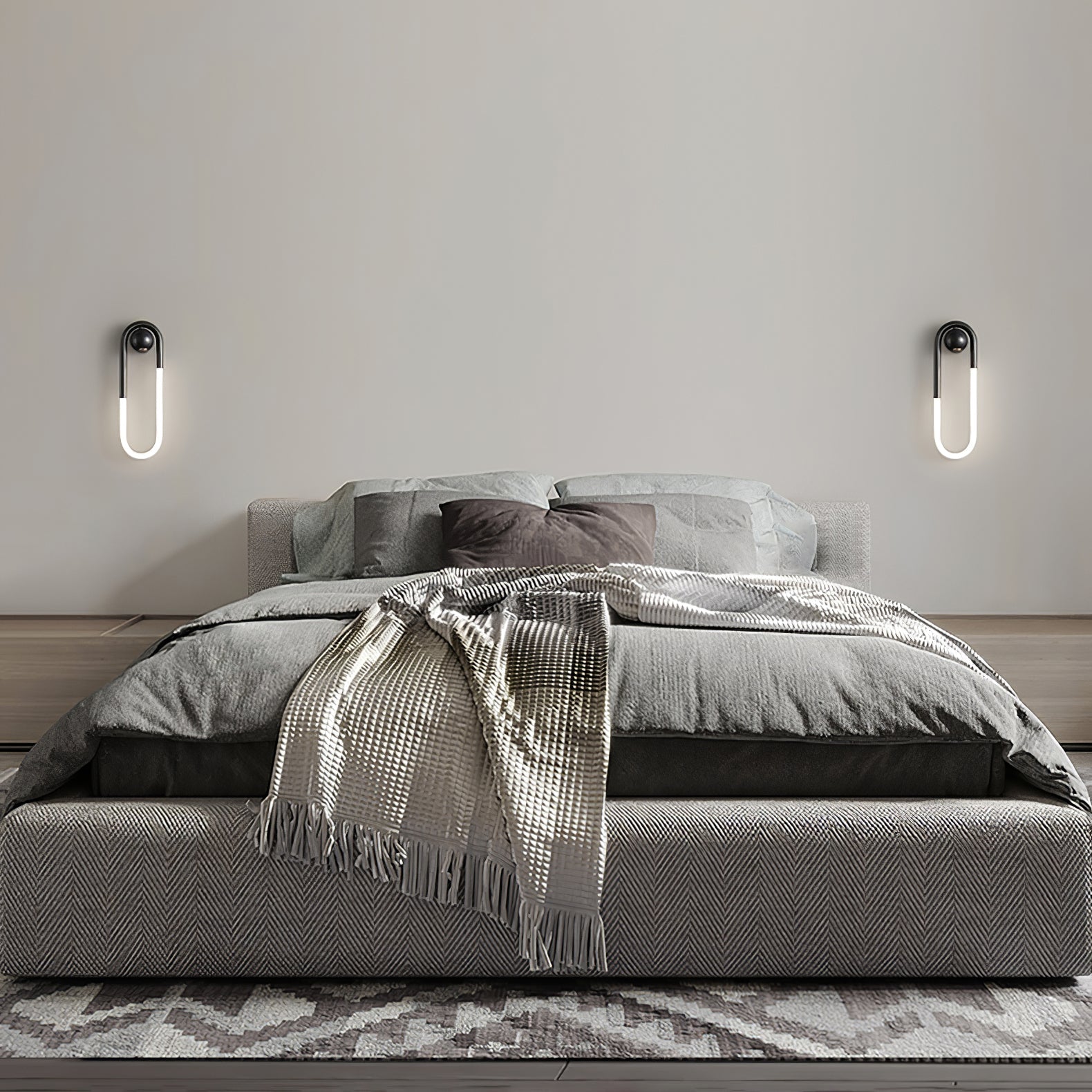 مصباح حائط LED حديث مع نحاس ومصباح حائط أسود بتصميم بسيط
