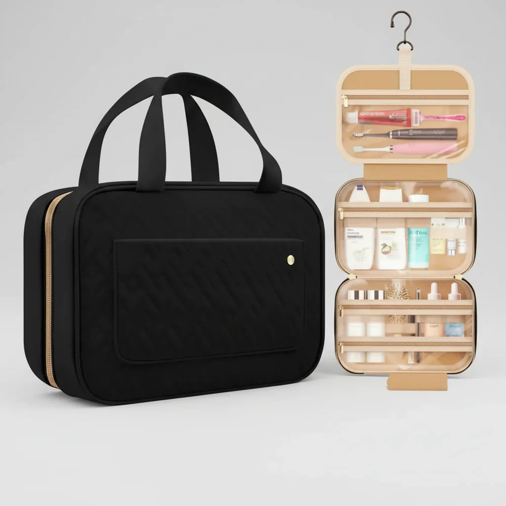 Makeup Bag With Hanging Organizer For Travel And Skincare