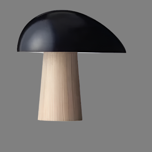 Stolní lampa Nova Mushroom s teplým dřevěným dekorem