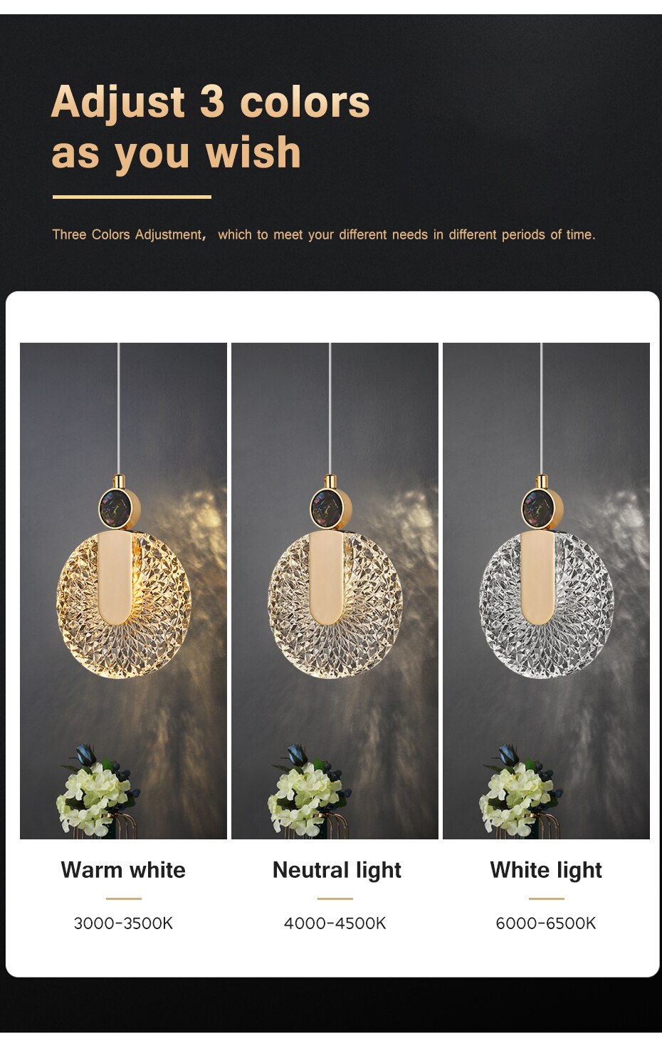 Lampada a sospensione LED rotonda Solara Crystal oro | Snurv