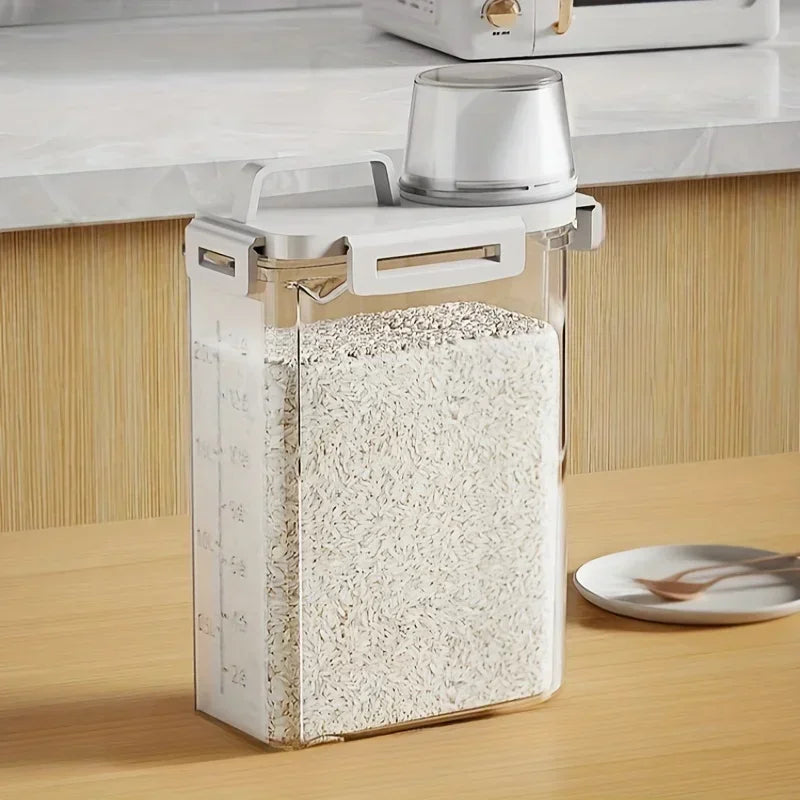 2.5L 密閉容器 米、シリアル、小麦粉用 ディスペンサーと計量カップ付き