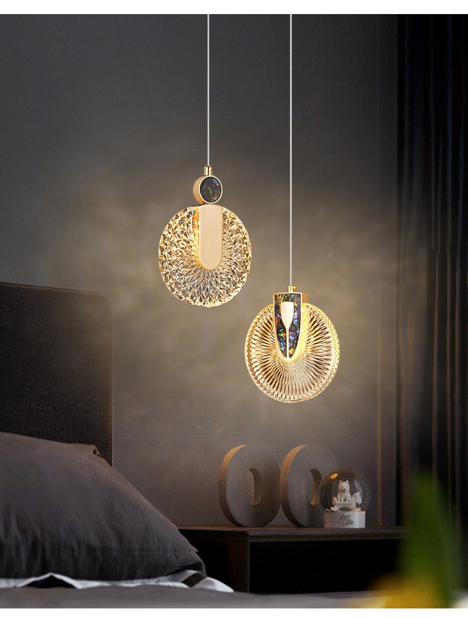 Lampada a sospensione LED rotonda Solara Crystal oro | Snurv