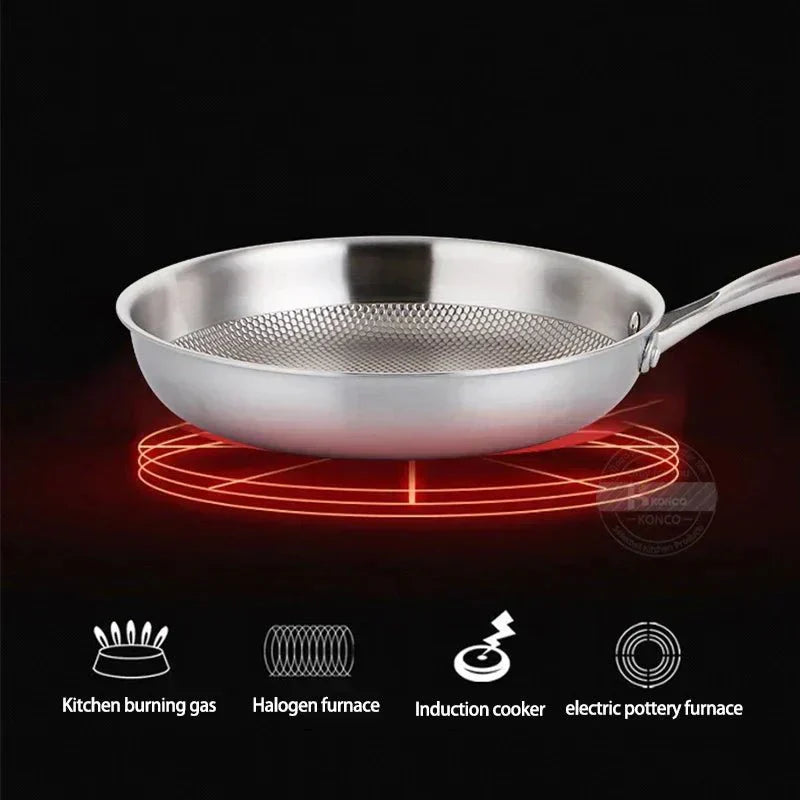 AuroraChef 28/30 Cm Stainless Steel 304 Wok Pan Without Coating For Gas And Induction