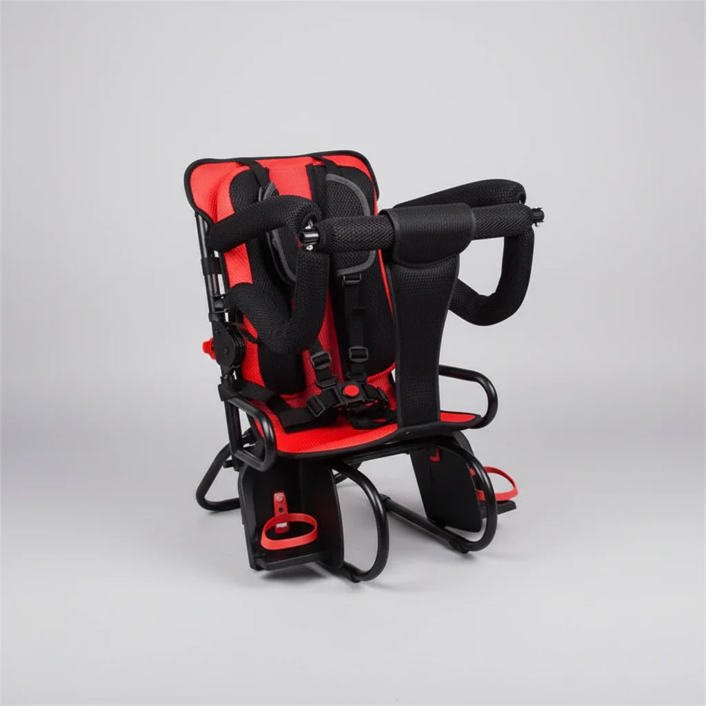 Child Motorcycle Seat With Foldable Guardrail And Rear Support