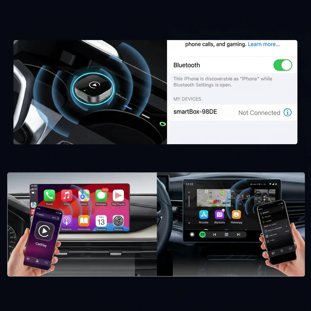 Adaptor wireless CarPlay și Android Auto pentru conectare USB plug and play