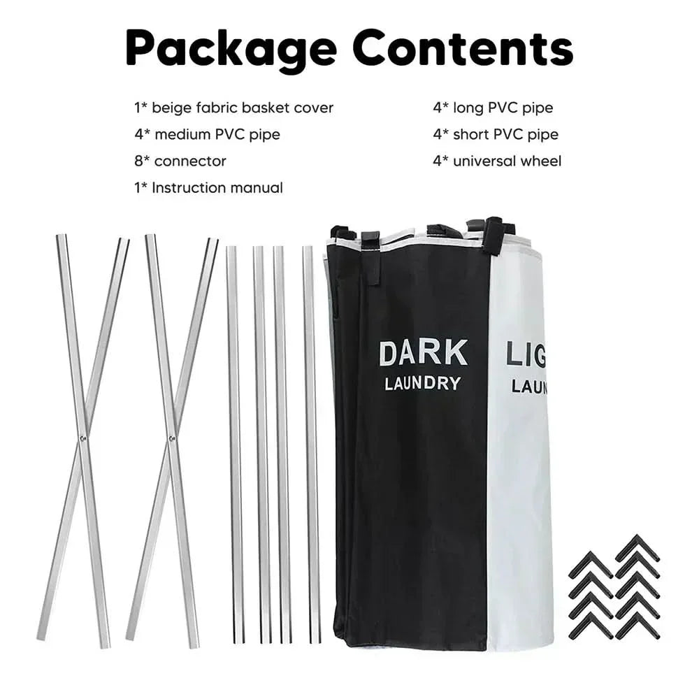 Foldable Laundry Basket With Three Compartments For Sorting Clothes