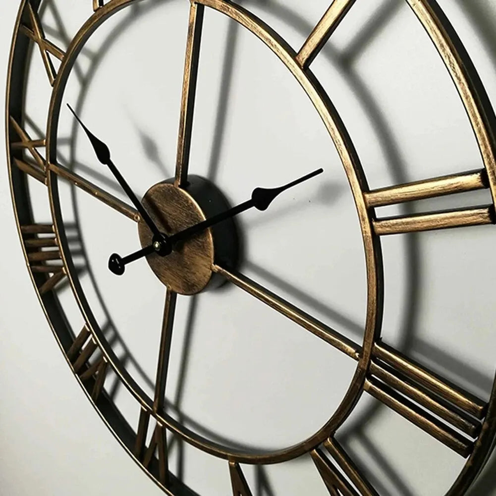Contemporary 3D Metal Timepiece For Walls With Large Roman Numerals