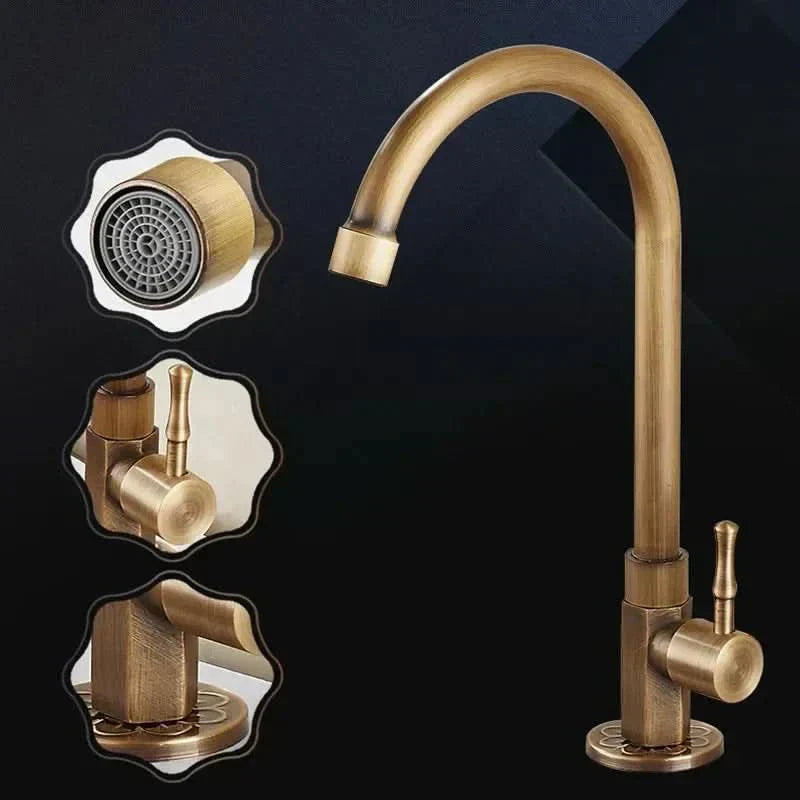 Aurelia Swan Faucet Antique Swan Neck Brass Kitchen Tap