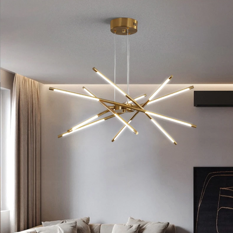Lustre Aurora Web Gold avec éclat ambiant chaud pour pièces modernes