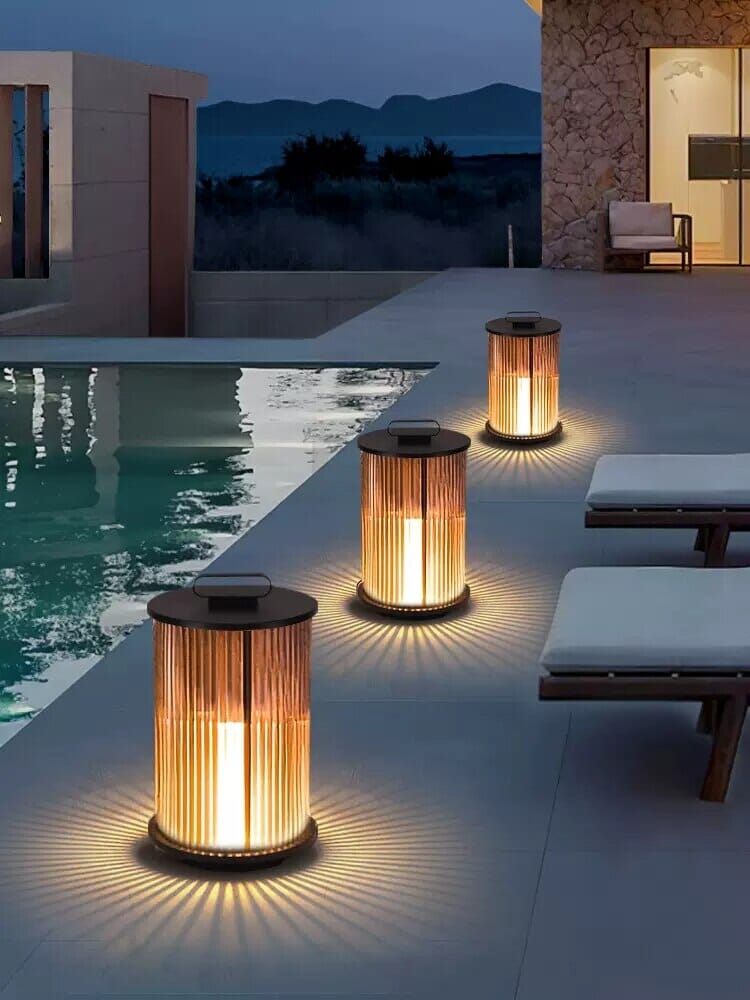 Solmere Ribbede Glas Udendørs Lanterne Lampe Vandtæt Havebelysning