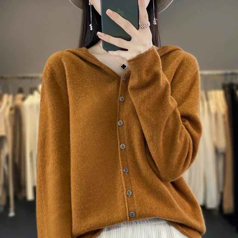 Cardigan en laine mérinos Lyra Collection classique d'hiver en maille