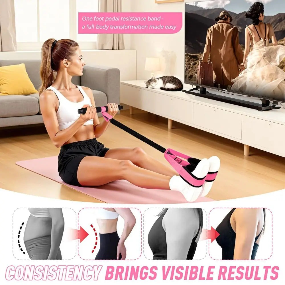 Ab Roller With Resistance Bands Core Workout Trainer For Home Use