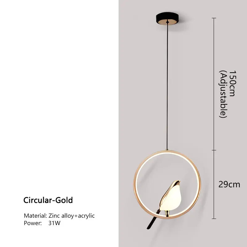 Lampa wisząca Magpie z nordyckimi motywami ptaków do nowoczesnych wnętrz