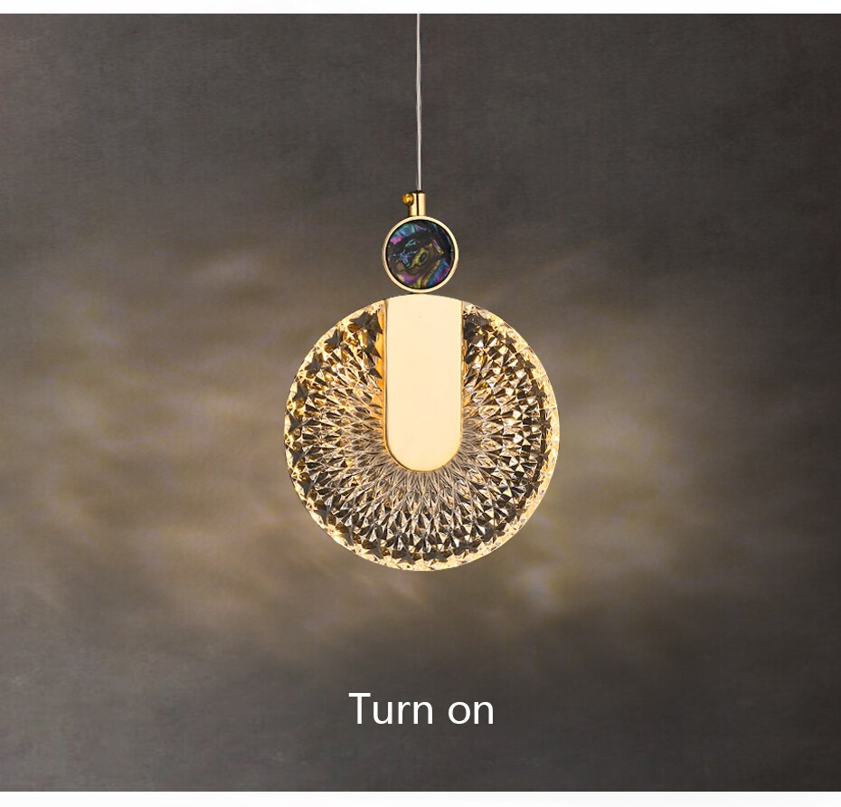 Lampada a sospensione LED rotonda Solara Crystal oro | Snurv