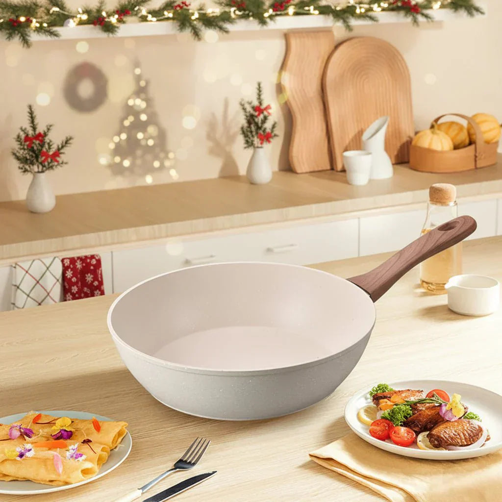 TerraStone Deep Nonstick -pannu lääketieteellisellä kivipinnoitteella kaasulle ja induktiolle