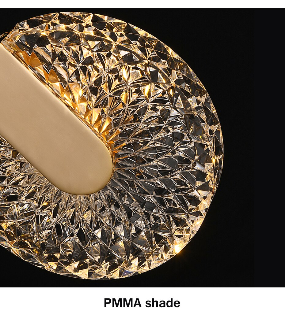 Lampada a sospensione LED rotonda Solara Crystal oro | Snurv
