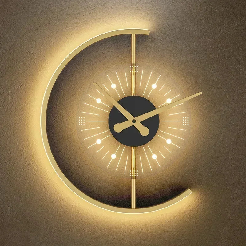 مصباح حائط ساعة ليد لوناريس إضاءة محيطية عصرية