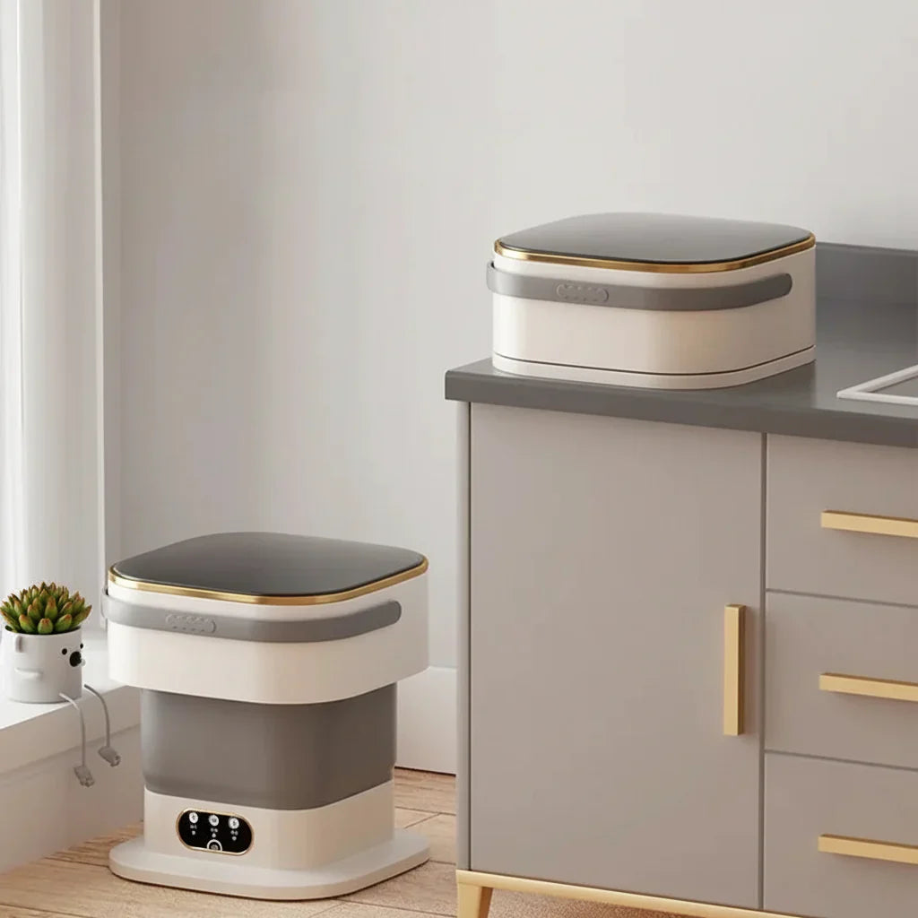 Máquina de Lavar Compacta Dobrável e Portátil para Pequenas Cargas de Roupa
