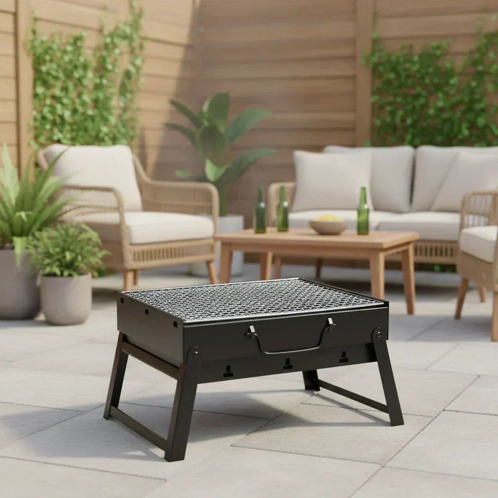 TrailBlaze Edelstahl Holzkohlegrill, kompakter Outdoor-Grill zum Camping