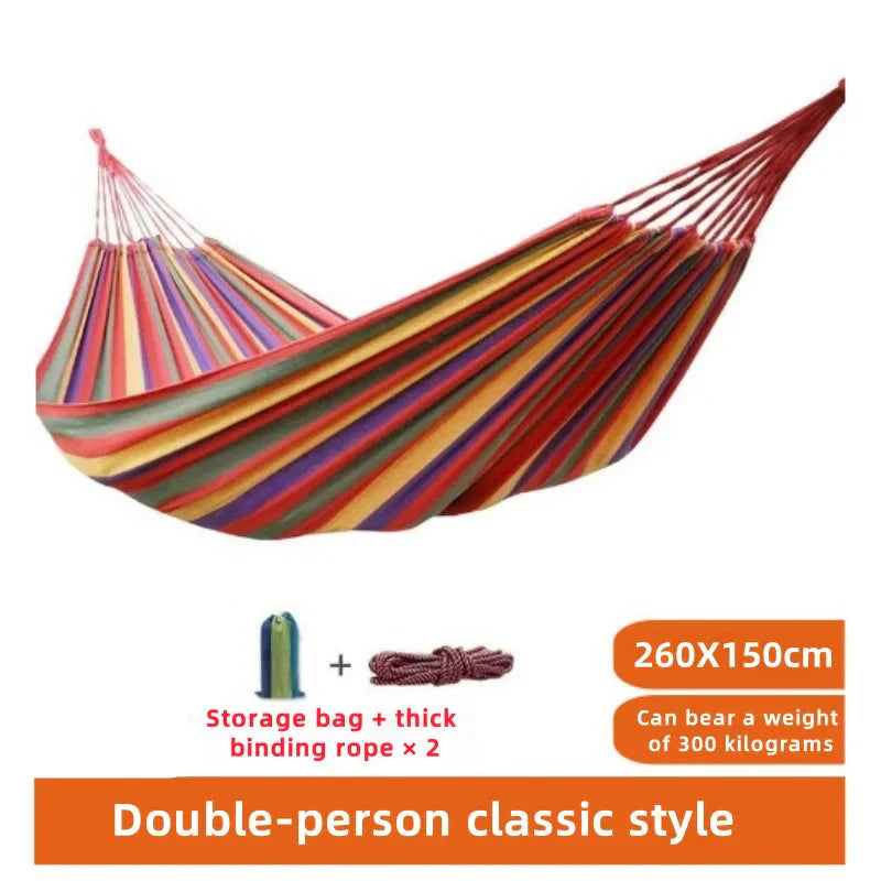 Canvas Hammock With Stripes Large Swing Bed For Indoor And Outdoor Camping Use