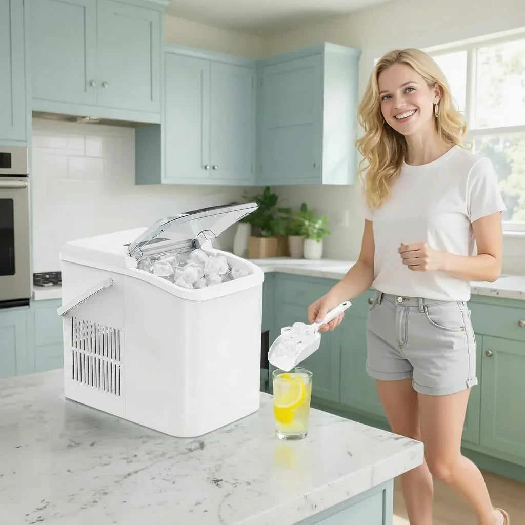 Portable Countertop Ice Maker For Ice Cubes At Home And Office