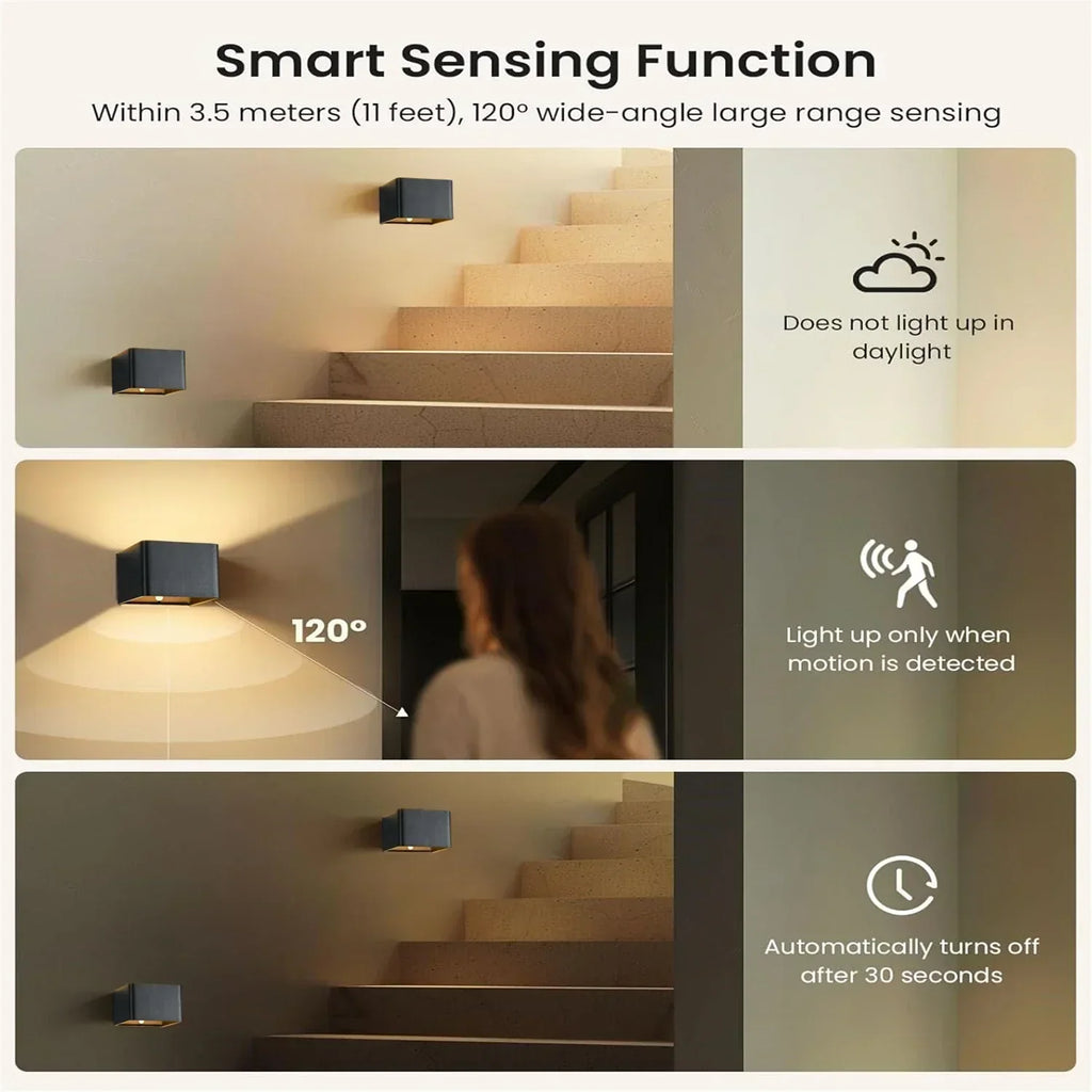 Lampada da parete LED wireless LuminaWave con sensore di movimento e batteria da 4000 mAh