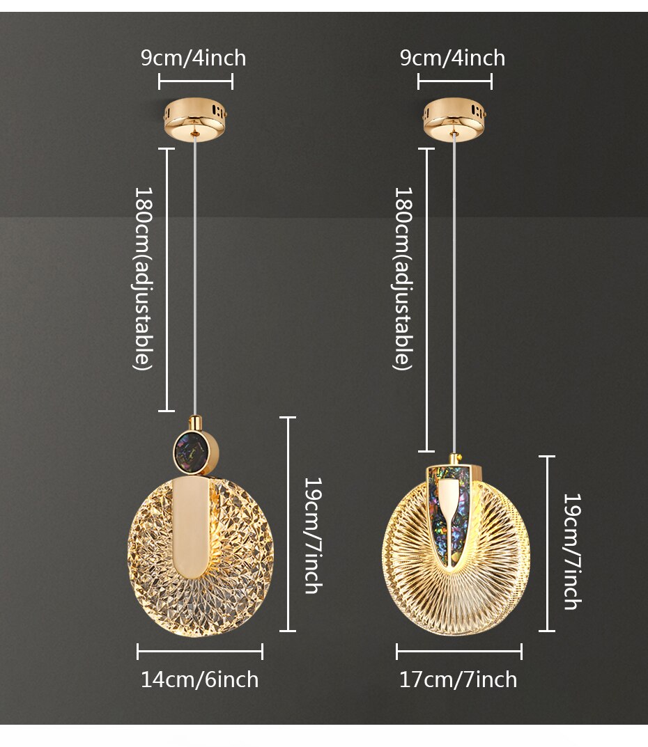 Lampada a sospensione LED rotonda Solara Crystal oro | Snurv