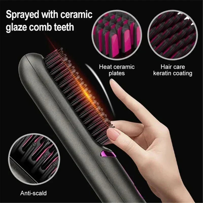 NovaGlow Cordless Straightening Brush Styler For Straight Hair Everywhere