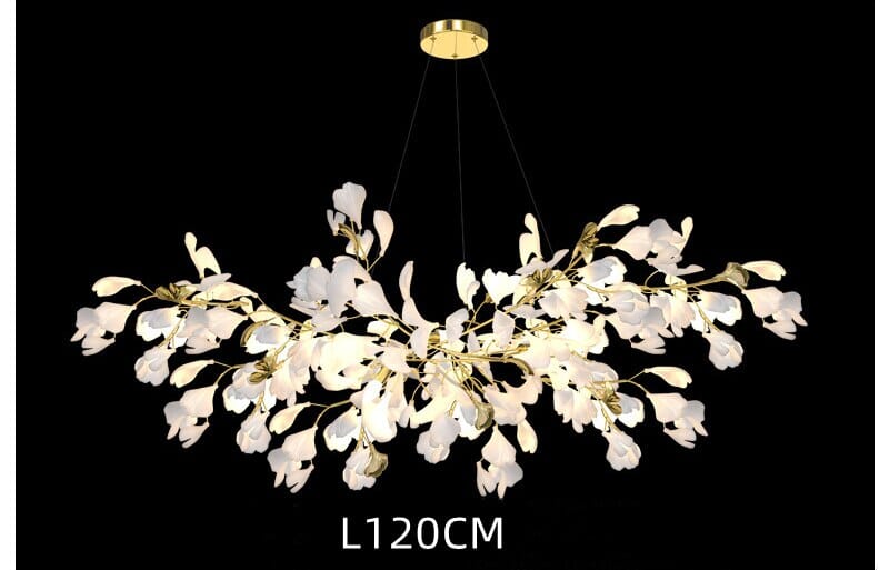 Aurelle Keramik-Blüten Kronleuchter mit satinierten Glasblüten und dimmbaren LED-Lampen