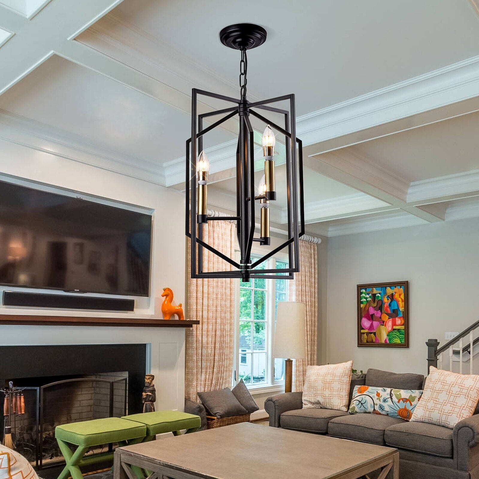 Lampada da soffitto NovaCage vintage industriale con LED