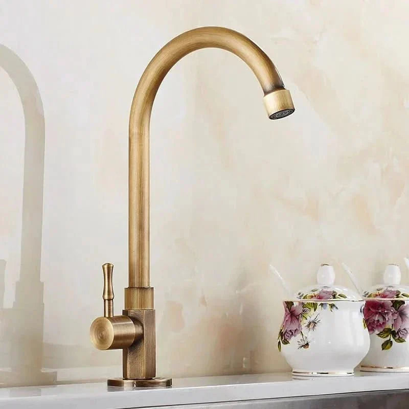 Aurelia Swan Faucet Antique Swan Neck Brass Kitchen Tap