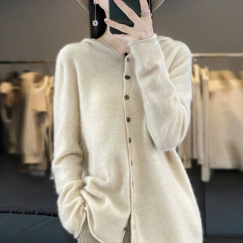 Cardigan en laine mérinos Lyra Collection classique d'hiver en maille