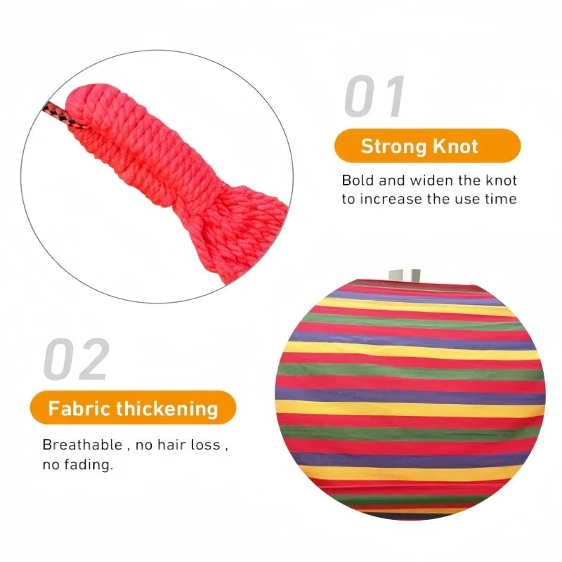 Canvas Hammock With Stripes Large Swing Bed For Indoor And Outdoor Camping Use