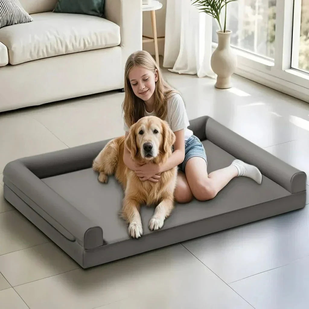 HavenPaw Orthopädisches Hundesofa aus Mikrofaserleder mit wasserdichtem Randdesign