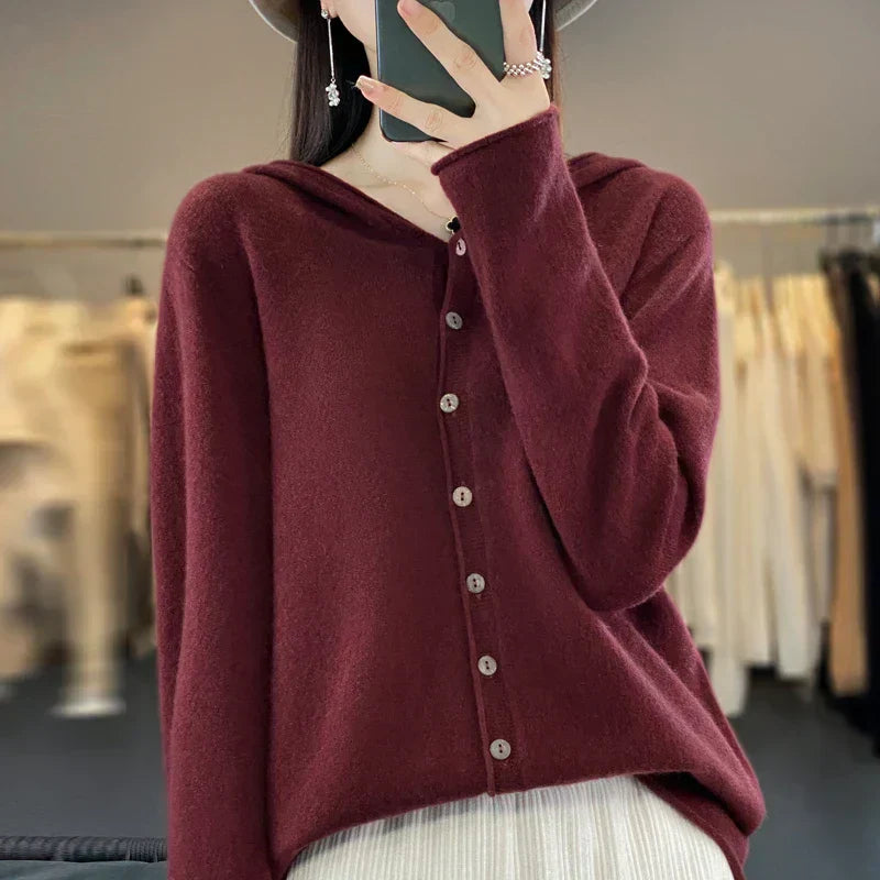 Cardigan en laine mérinos Lyra Collection classique d'hiver en maille