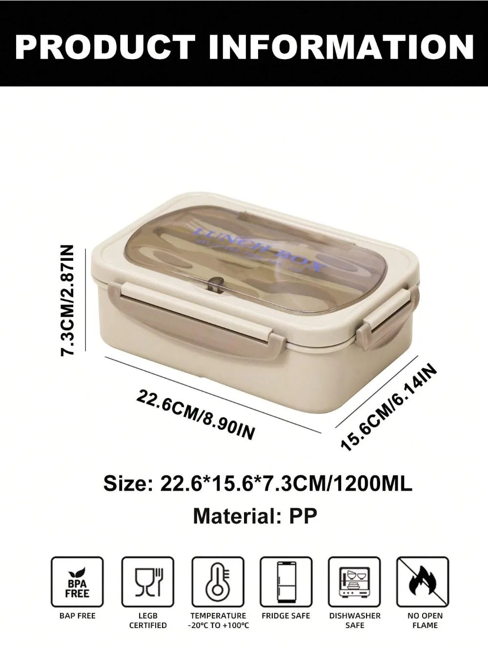 MealMate Bento Utensils Lunch Box Four Compartments Leak Proof