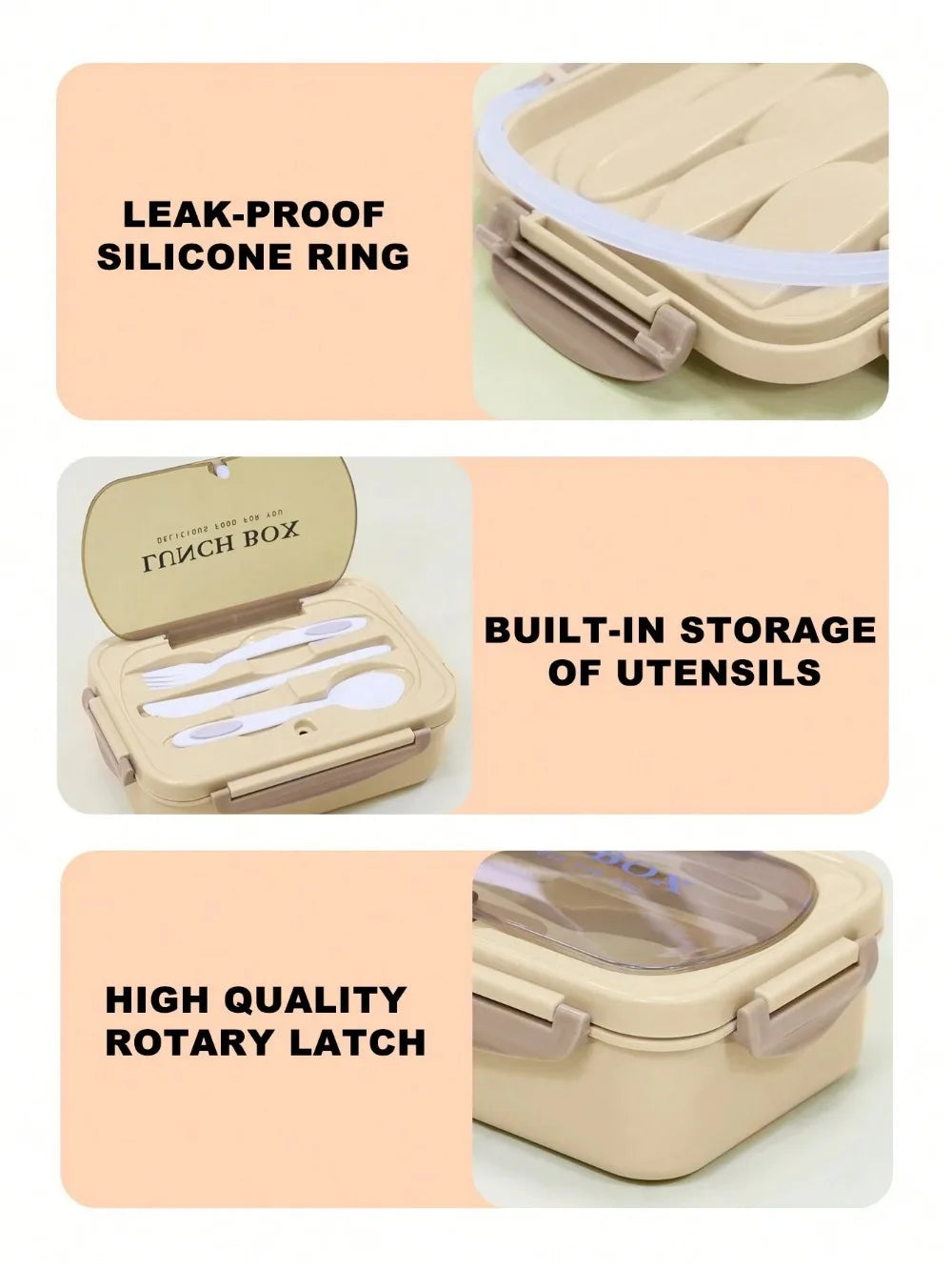 MealMate Bento Utensils Lunch Box Four Compartments Leak Proof