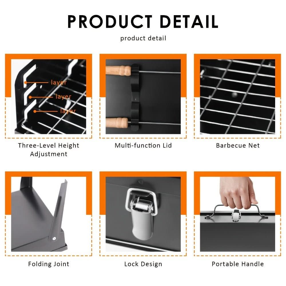 TrailPeak Fold Grill Klappbarer Stahl-Garten-Grill für Camping und Garten