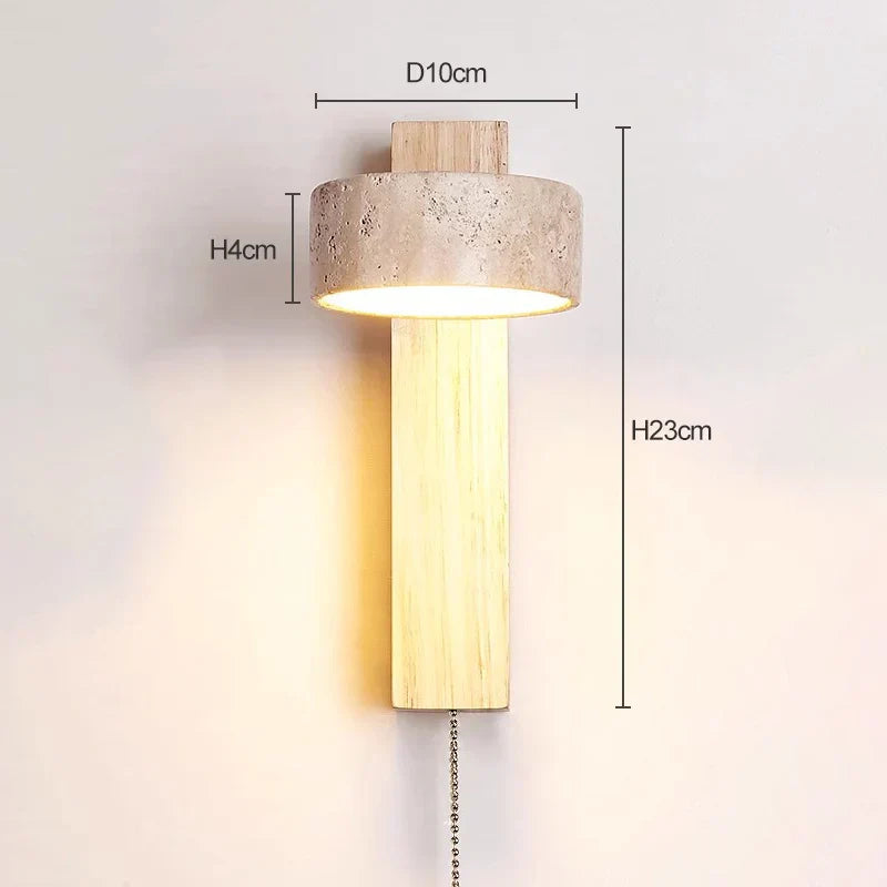 Lámpara de Pared Éclat: Luz de Cabecera Inspirada en el Wabi-Sabi Francés con Interruptor de Tirón