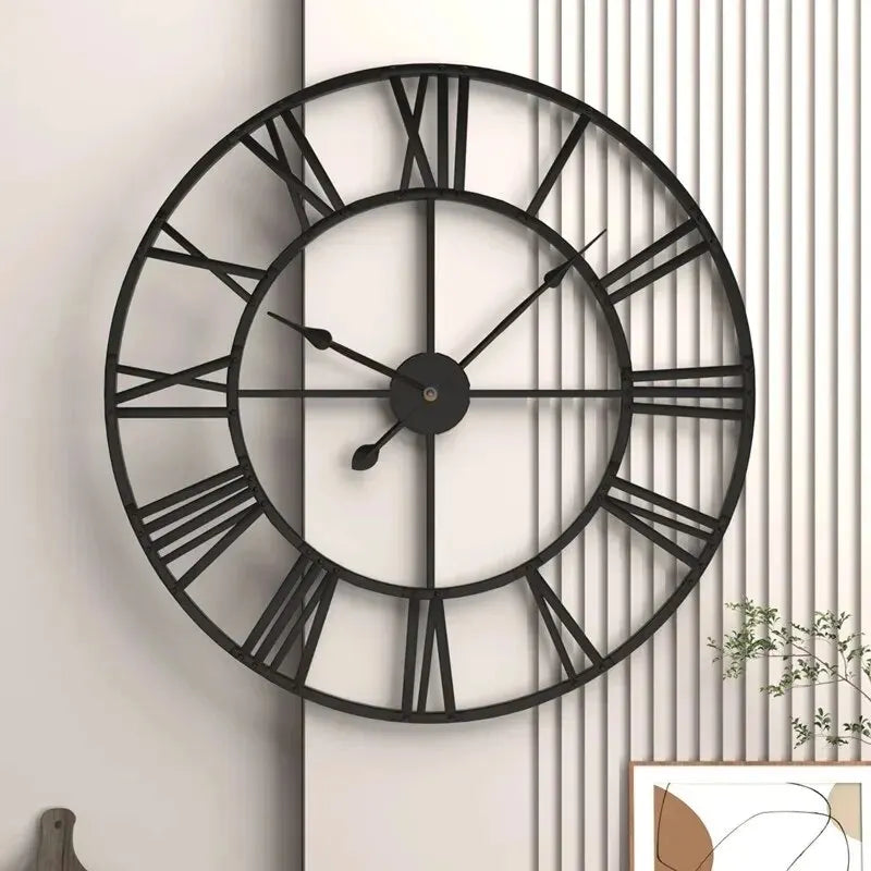 Contemporary 3D Metal Timepiece For Walls With Large Roman Numerals