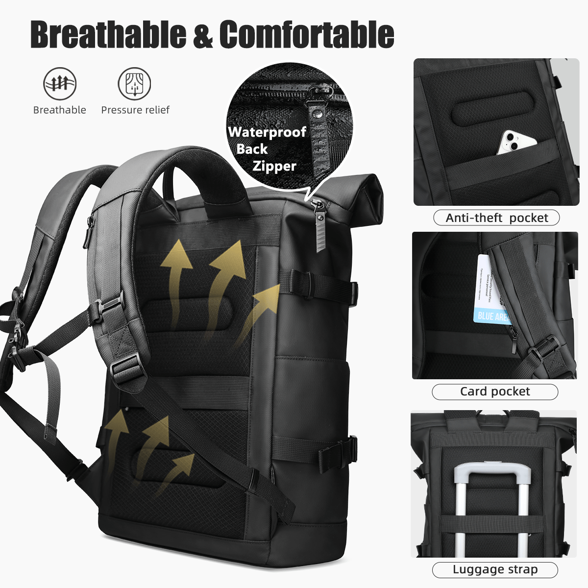 TrailNova Expandable Outdoor Backpack With Laptop Compartment And Large Capacity