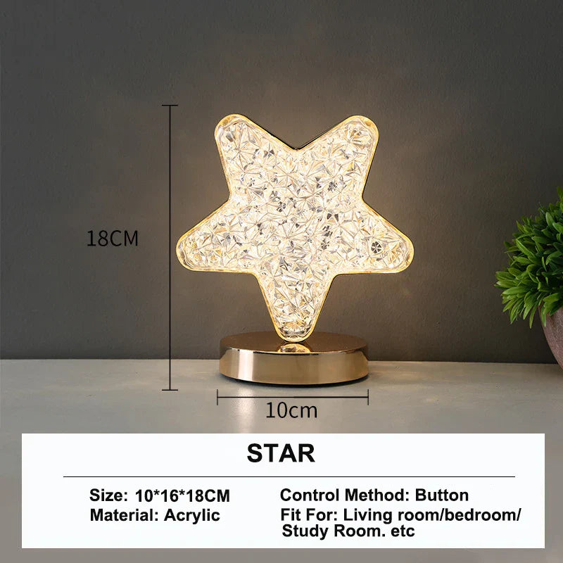 Stellora 3D Crystal Night Light With Rechargeable Dimming