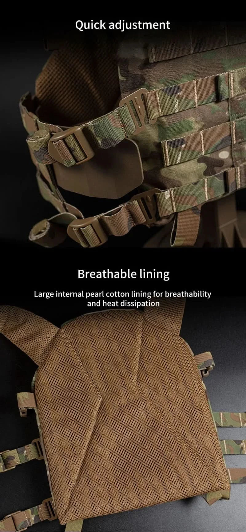 Modułowa kamizelka taktyczna Vanguard Armor Carrier z laserowo wycinanym systemem MOLLE i szybkim zwalnianiem