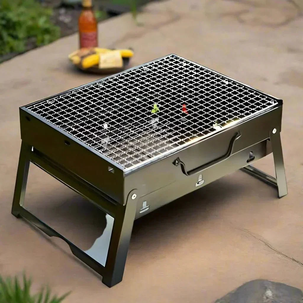 TrailBlaze Edelstahl Holzkohlegrill, kompakter Outdoor-Grill zum Camping