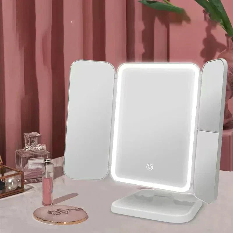 LumiBlend Drei-Panel LED-Spiegel mit Dreifarbiger Beleuchtung für Makelloses Make-up