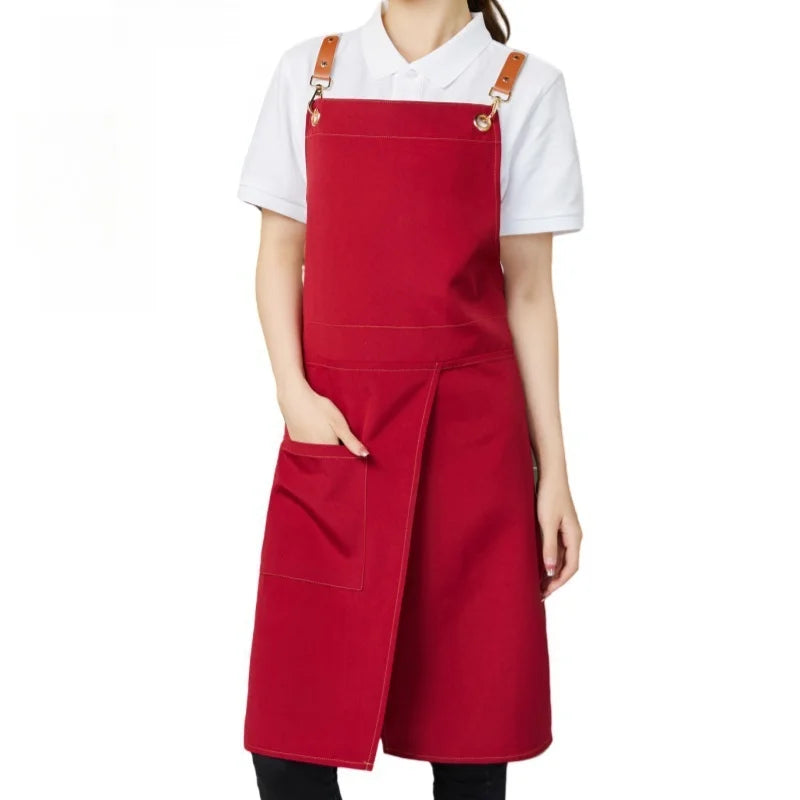Delantal impermeable WorkEase con bolsillos de lona y falda dividida