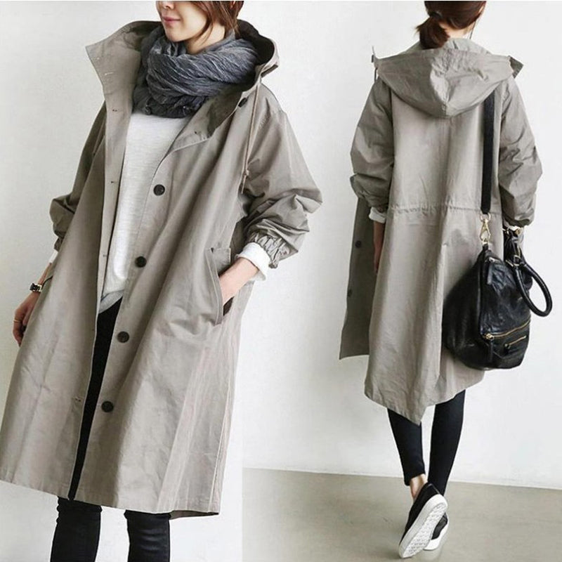 AuroraWeave Fashionable Trench Coat For Women Long Style Seasonal 2024