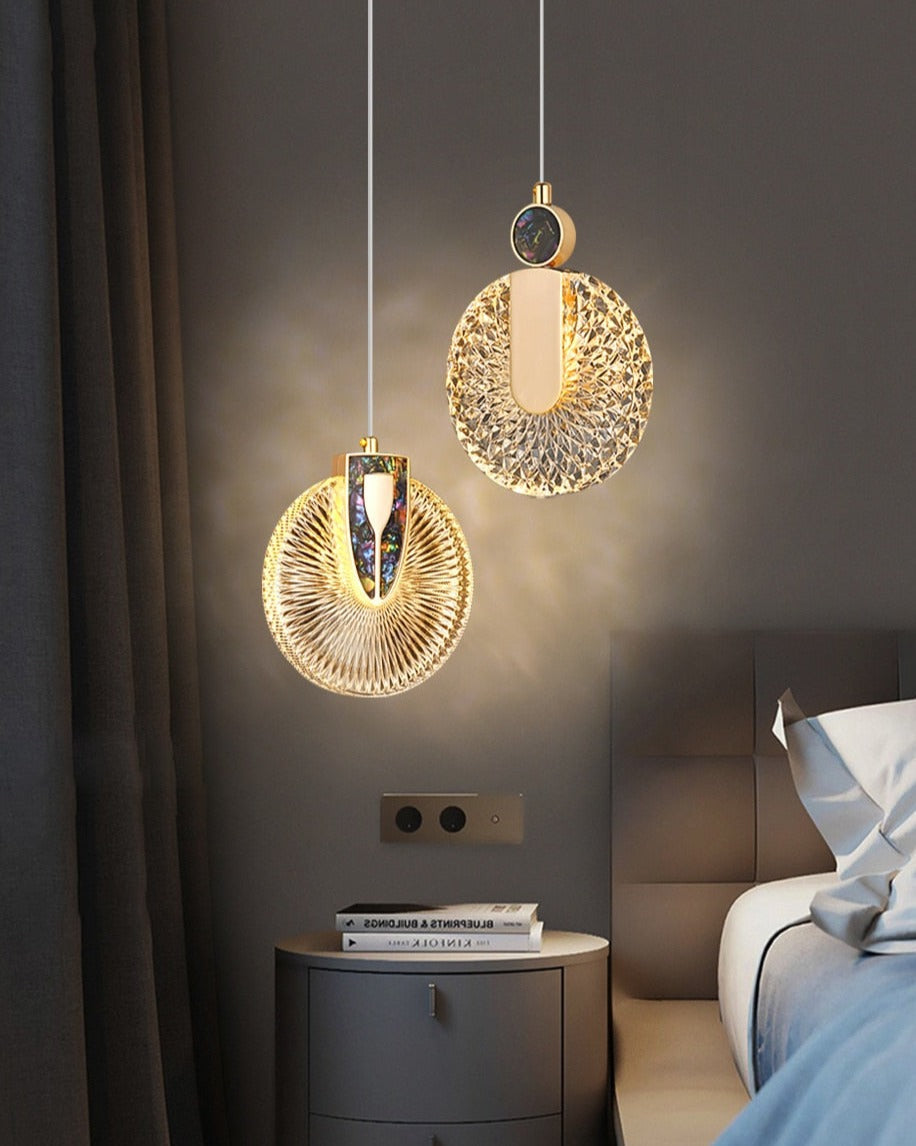 Lampada a sospensione LED rotonda Solara Crystal oro | Snurv